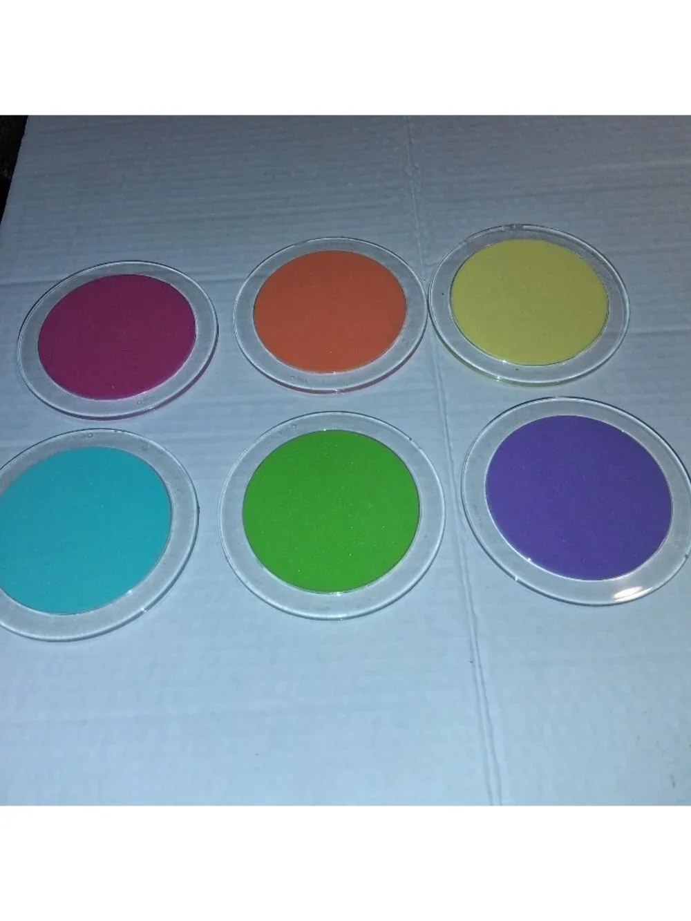 Colorful Round Acrylic Coasters Set Of 6 - Pink Orange Yellow Blue Green Purple
